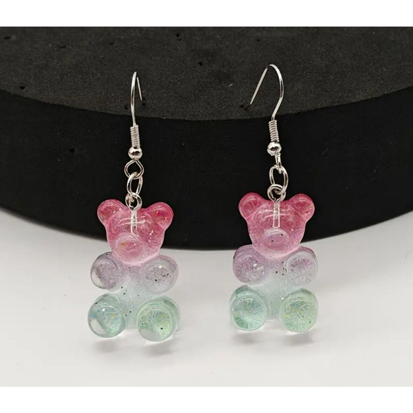 Unbranded Jewelry - Women's Gummy Bear Earrings Pink Green